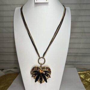 Betsey Johnson Hollywood Glam Heart Locket Long Necklace 12”+3Authentic 4 Layers